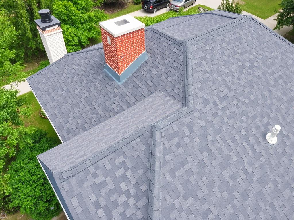 Asphalt shingle roof on Chicago residential home Asphalt shingle roof on Chicago residential home
