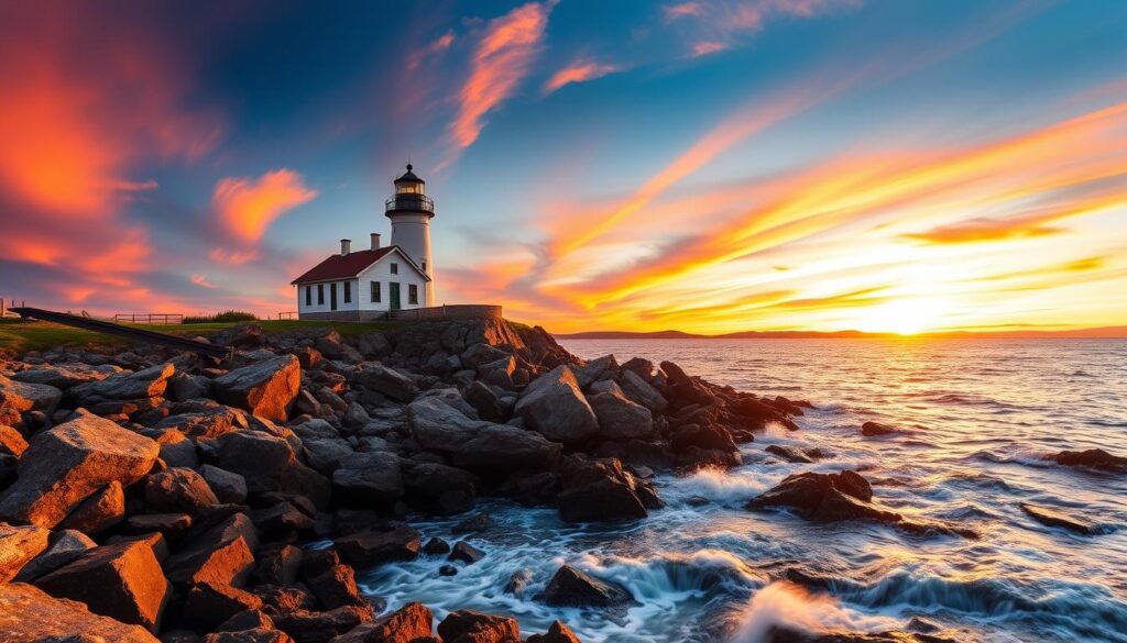 Bass Harbor Head Lighthouse at sunset, Acadia National Park, one of America's most stunning national parks Bass Harbor Head Lighthouse at sunset, Acadia National Park, one of America's most stunning national parks