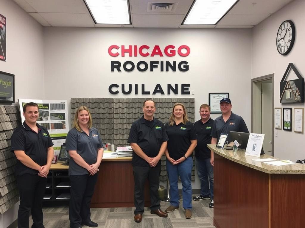 Chicago roofing company office and team Chicago roofing company office and team