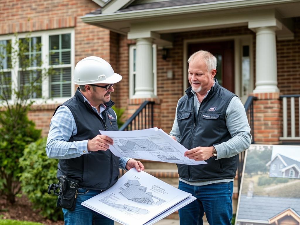 Chicago roofing team providing consultation to homeowner Chicago roofing team providing consultation to homeowner