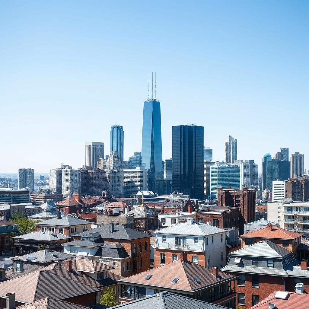 Chicago skyline showing diverse roofing styles across the city Chicago skyline showing diverse roofing styles across the city
