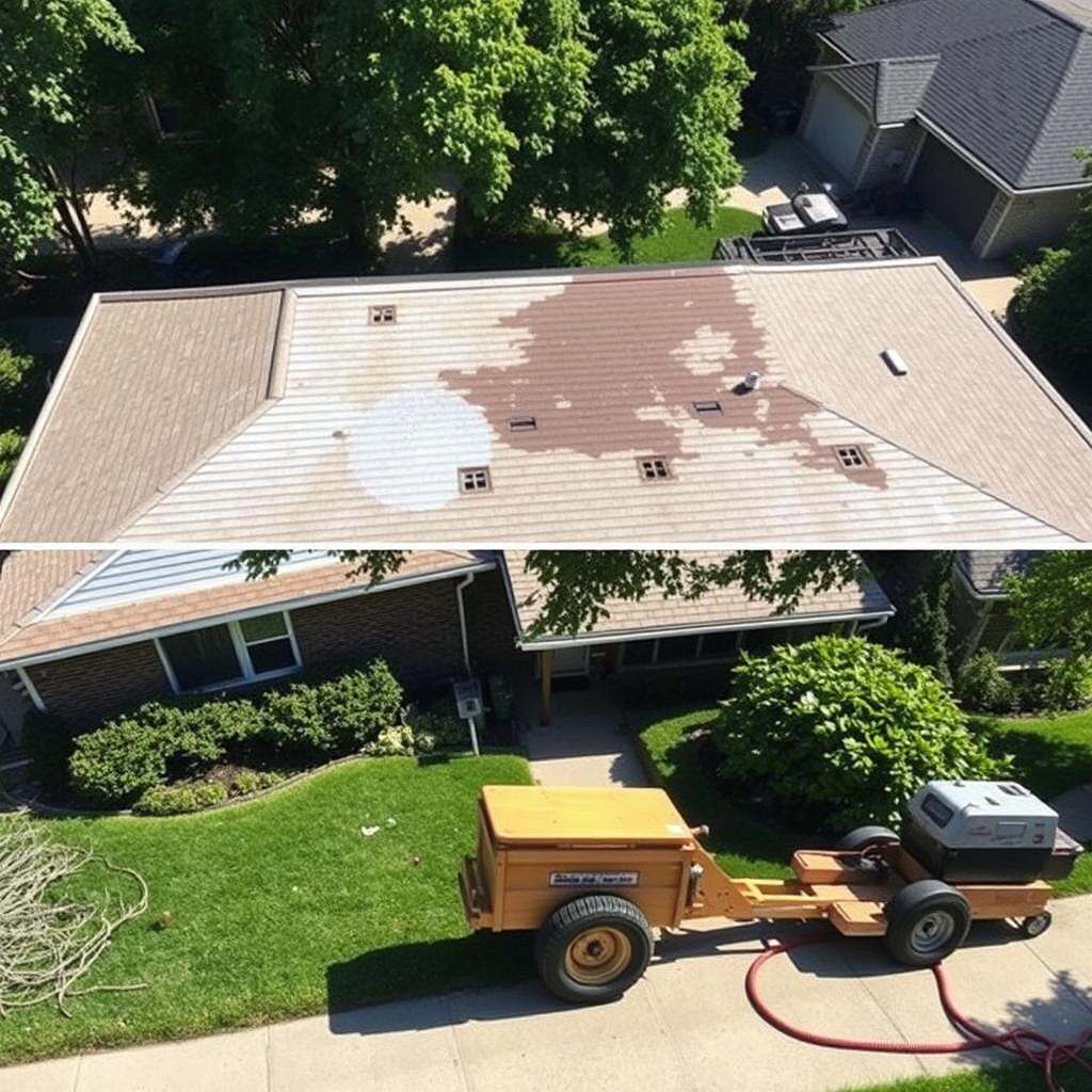 Clean roofing worksite in Chicago Clean roofing worksite in Chicago