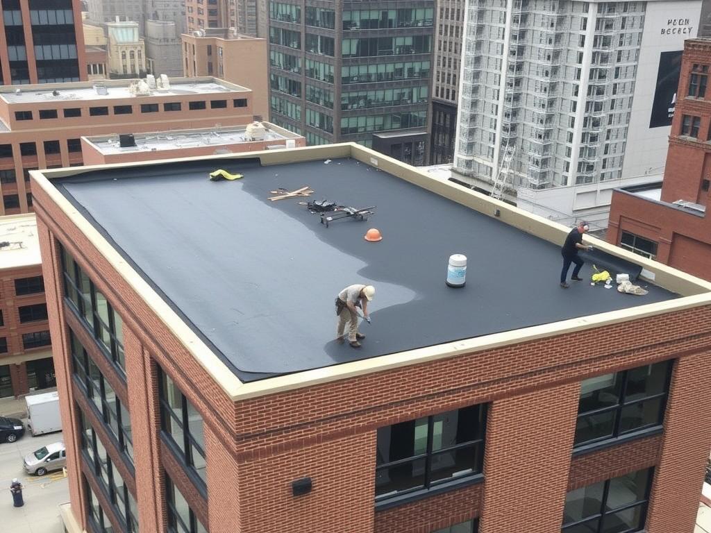 Commercial flat roof installation in Chicago Commercial flat roof installation in Chicago