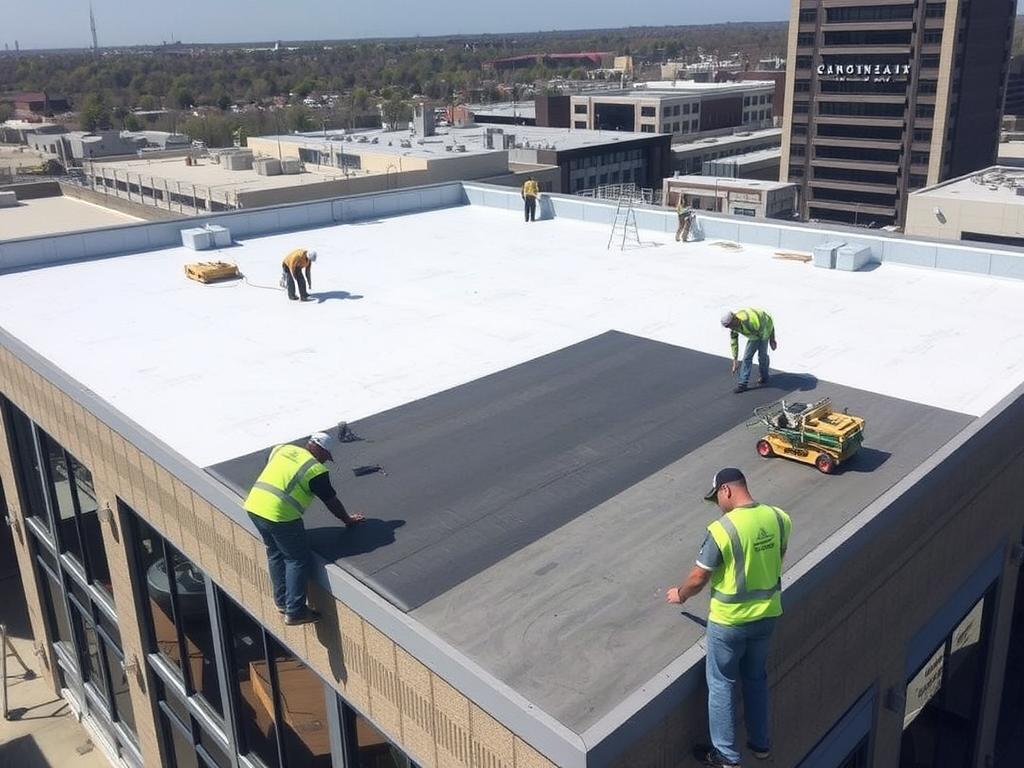 Commercial flat roof installation in Chicago Commercial flat roof installation in Chicago