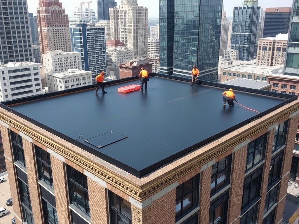 Commercial roofing in Chicago business district Commercial roofing in Chicago business district