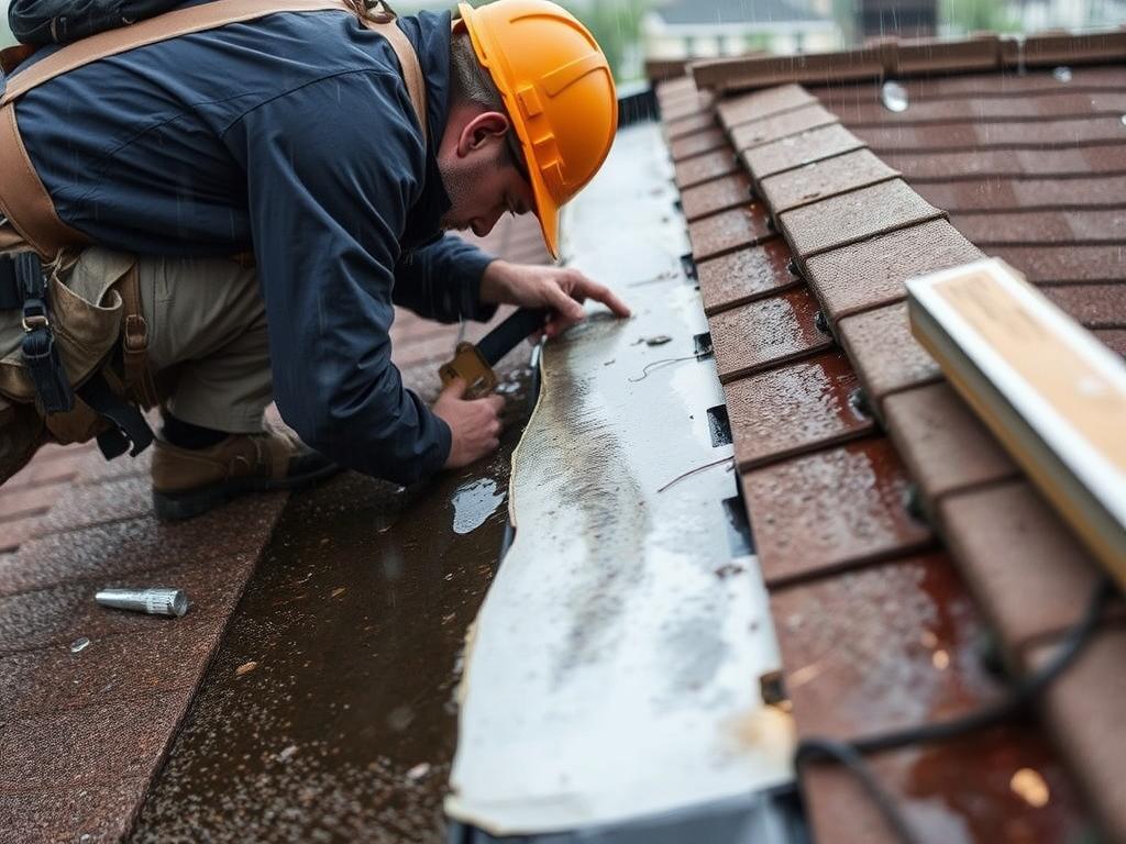 Emergency roof leak repair in Chicago during rainfall Emergency roof leak repair in Chicago during rainfall