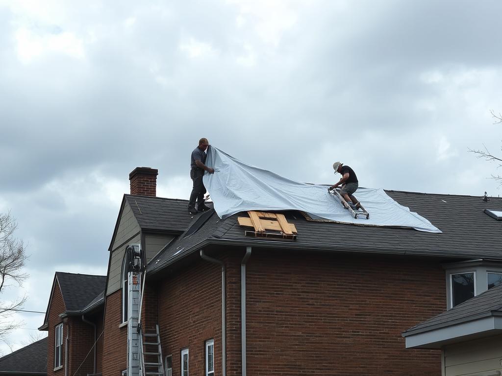 Emergency roof repair after Chicago storm damage