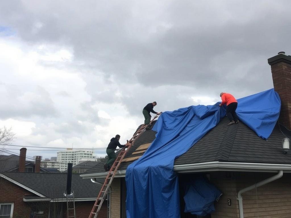 Emergency roof repair in Chicago after storm damage Emergency roof repair in Chicago after storm damage