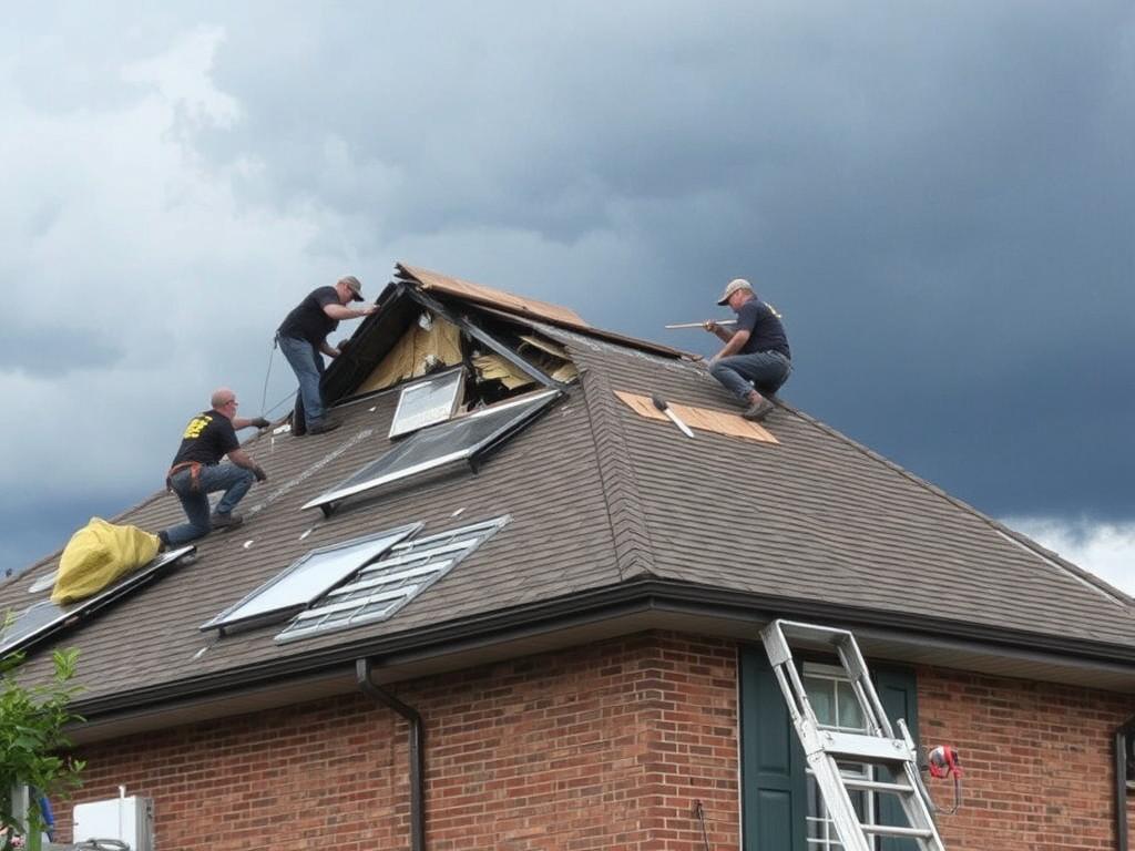 Emergency roof repair in Chicago after storm damage Emergency roof repair in Chicago after storm damage