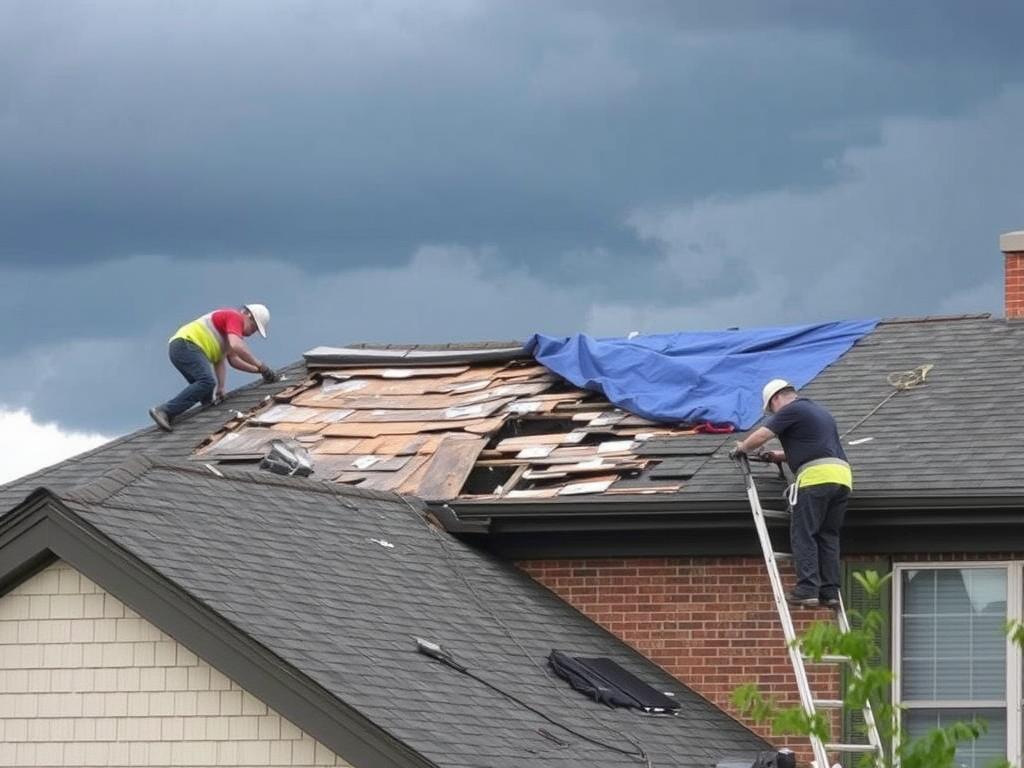 Emergency roof repair in Chicago after storm damage Emergency roof repair in Chicago after storm damage