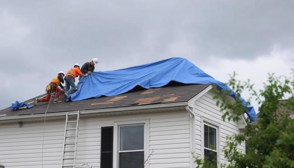 Emergency roof repair in Chicago after storm damage