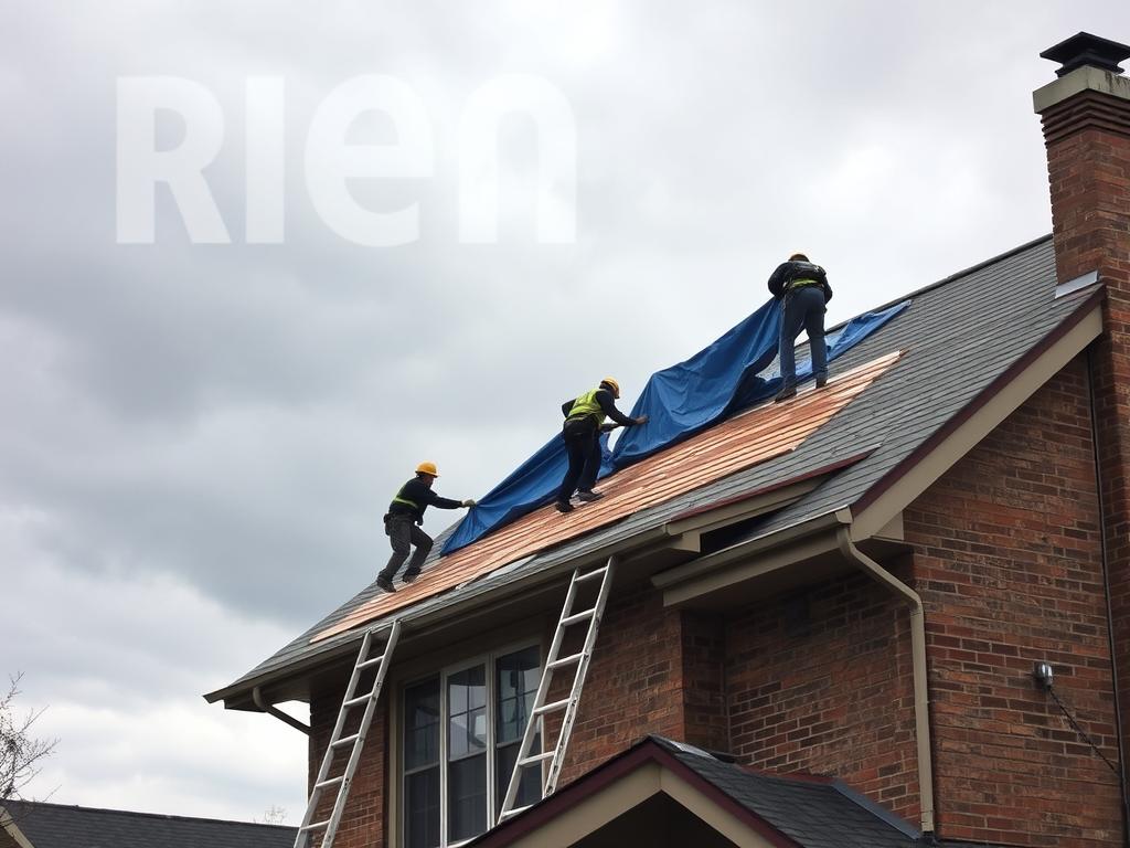 Emergency roof repair in Chicago after storm damage Emergency roof repair in Chicago after storm damage