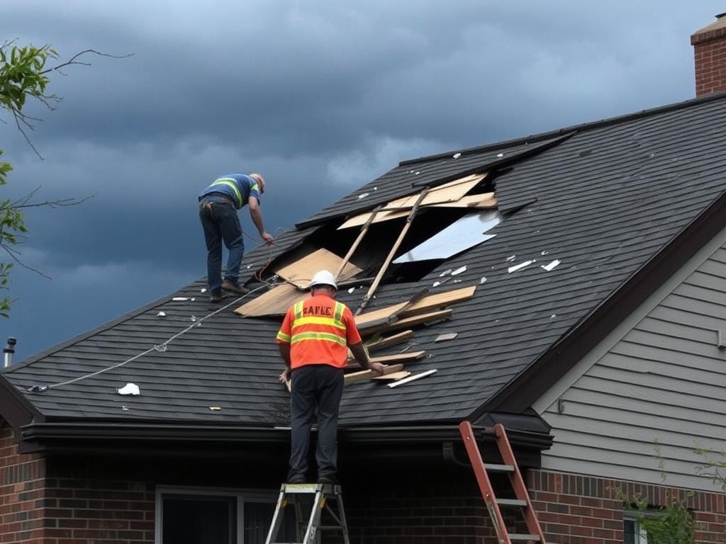 Emergency roof repair in Chicago after storm damage Emergency roof repair in Chicago after storm damage