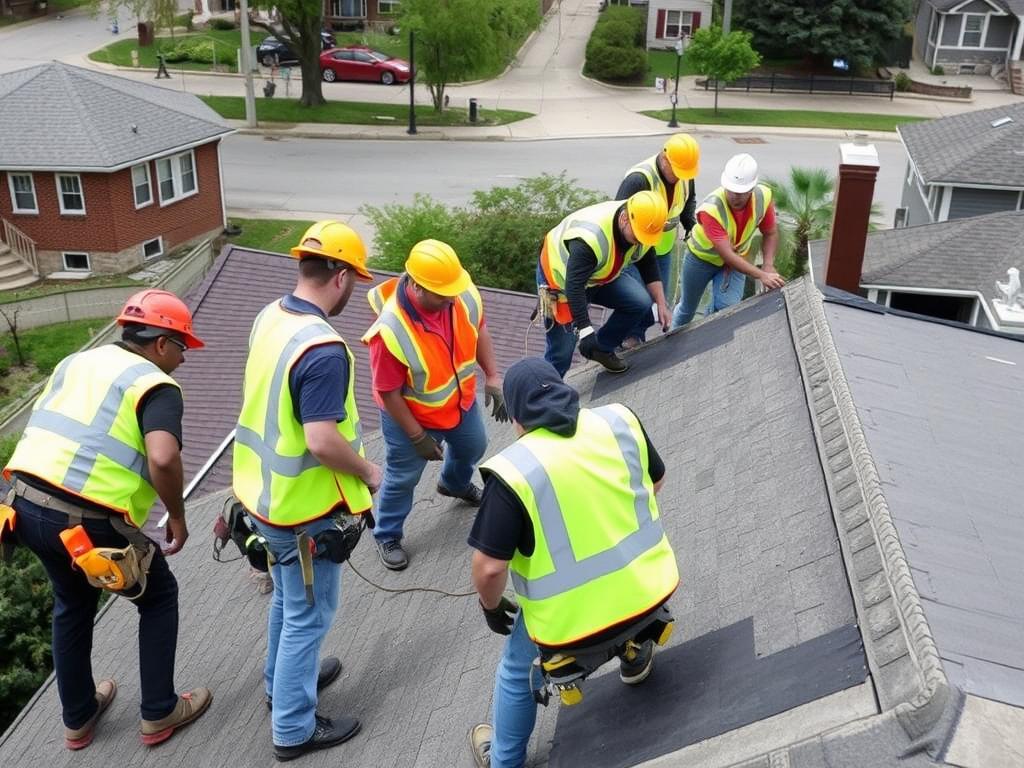 Experienced roofing team working in Chicago Experienced roofing team working in Chicago