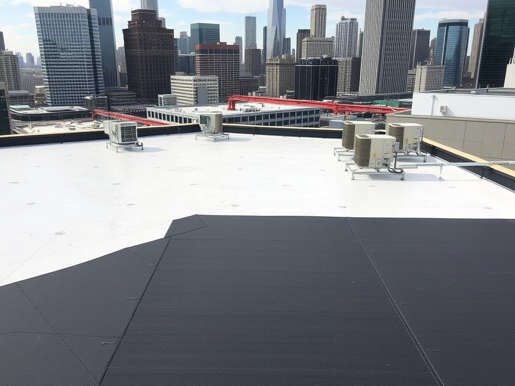 Flat roof system on Chicago building Flat roof system on Chicago building