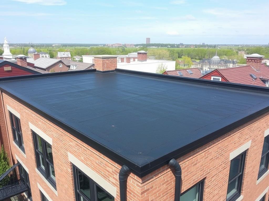 Flat roof system on Chicago residential building Flat roof system on Chicago residential building