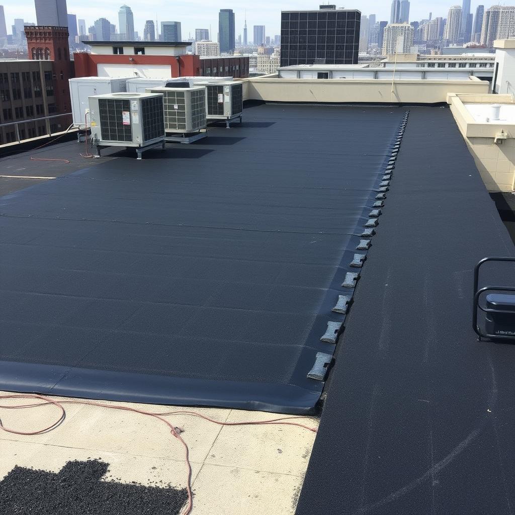 Flat roofing system for Chicago commercial building