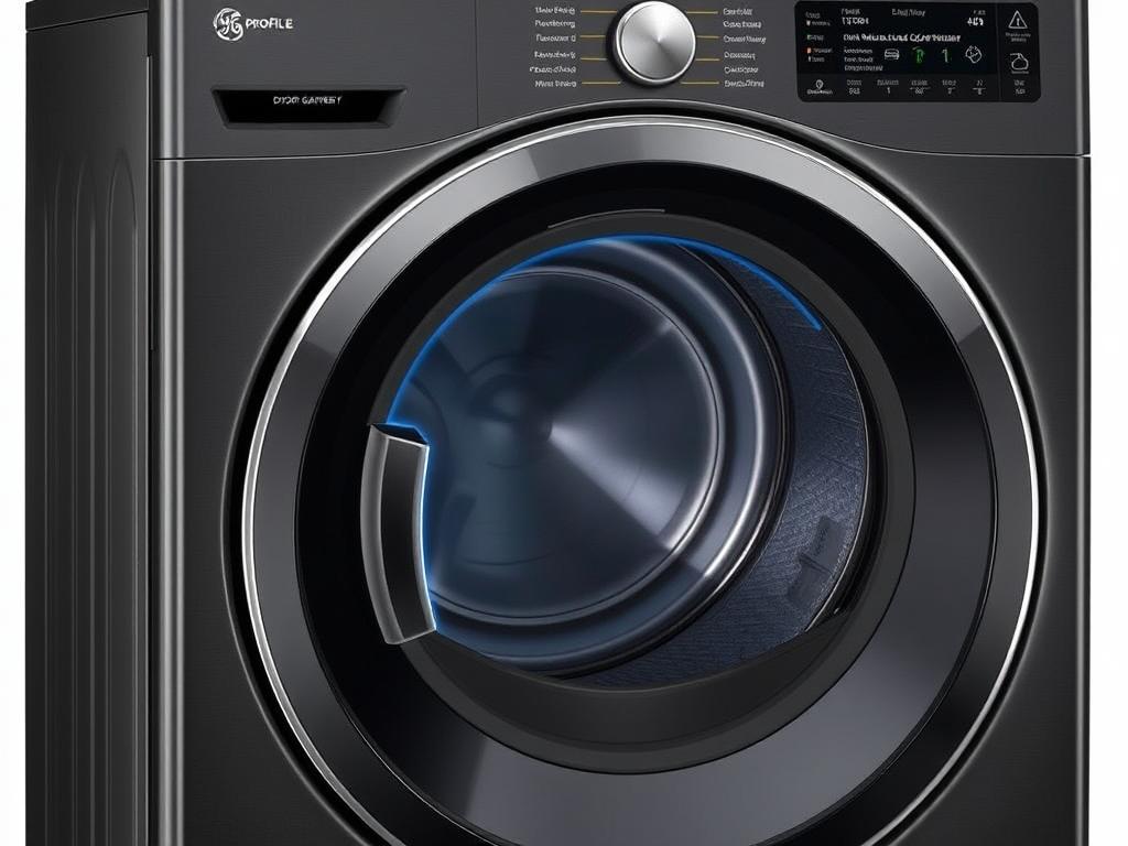 GE Profile UltraFresh+ washing machine with UltraFresh Vent System highlighted GE Profile UltraFresh+ washing machine with UltraFresh Vent System highlighted