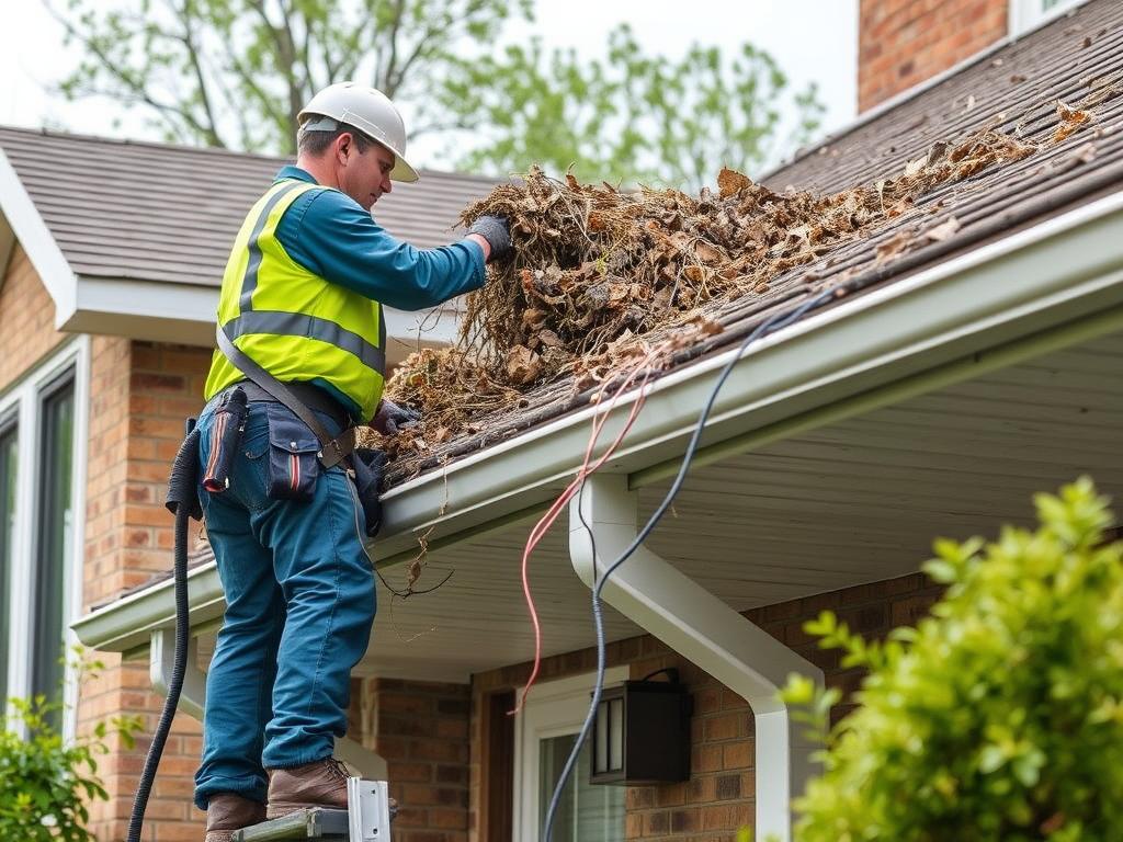 Gutter cleaning on Chicago home Gutter cleaning on Chicago home