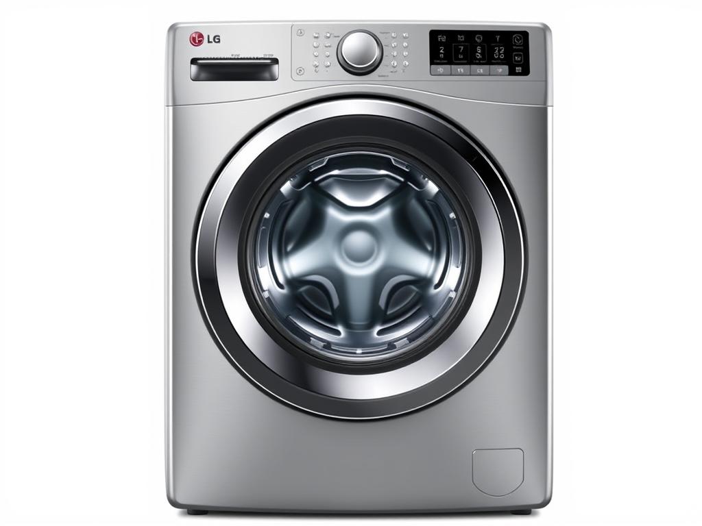 LG AI Direct Drive 9000 washing machine front view showing control panel LG AI Direct Drive 9000 washing machine front view showing control panel