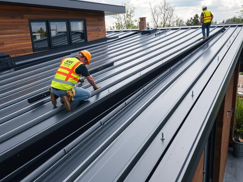 Metal roofing installation on Chicago property Metal roofing installation on Chicago property