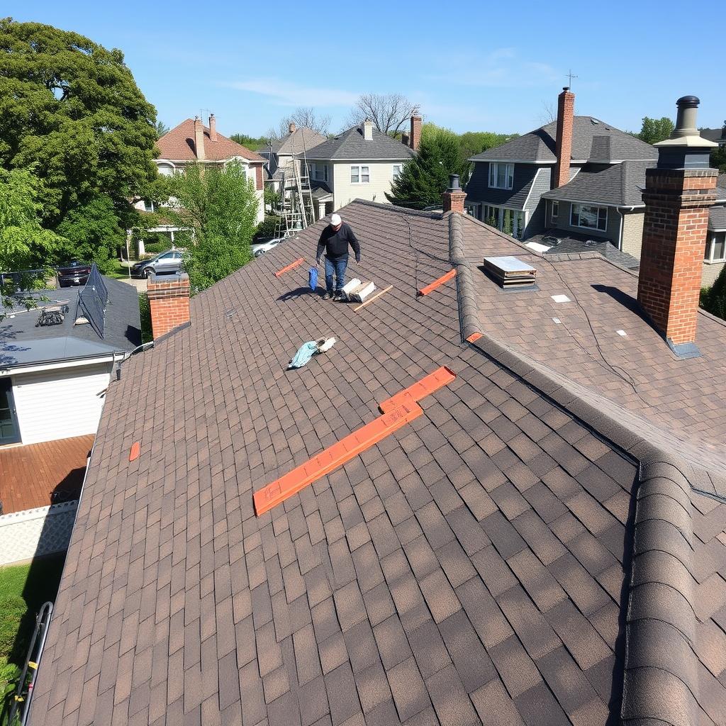 New roof installation in Chicago residential neighborhood New roof installation in Chicago residential neighborhood