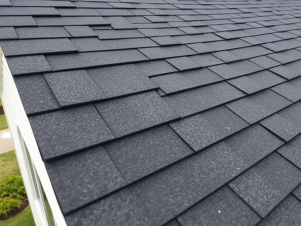 Newly installed residential asphalt shingle roof on a Chicago home Newly installed residential asphalt shingle roof on a Chicago home