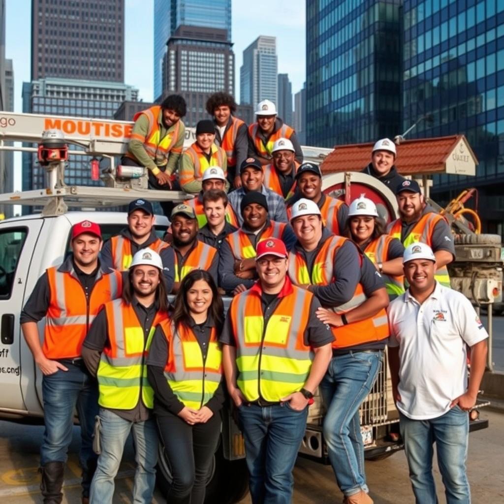 Professional Chicago roofing team with equipment Professional Chicago roofing team with equipment