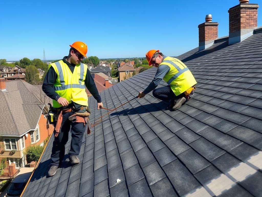 Professional roof installation in Chicago neighborhood
