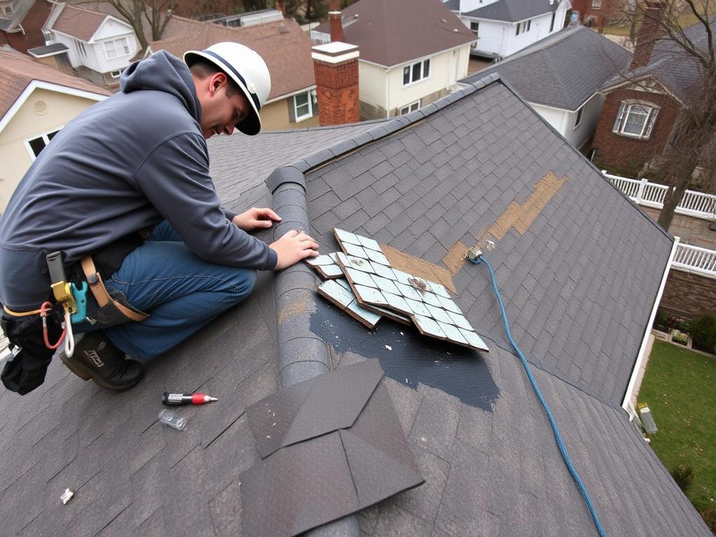 Residential roof repair in Chicago neighborhood Residential roof repair in Chicago neighborhood