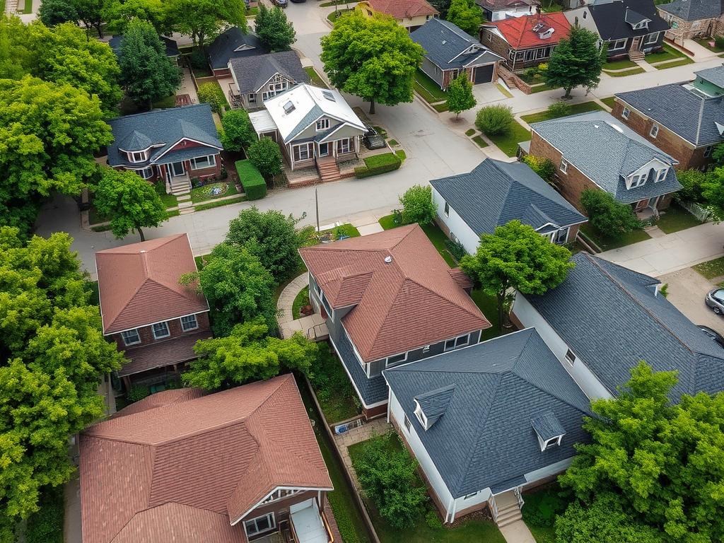 Residential roofing in Chicago neighborhood