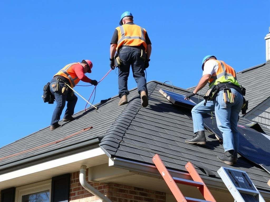 Residential roofing in Chicago showing shingle installation