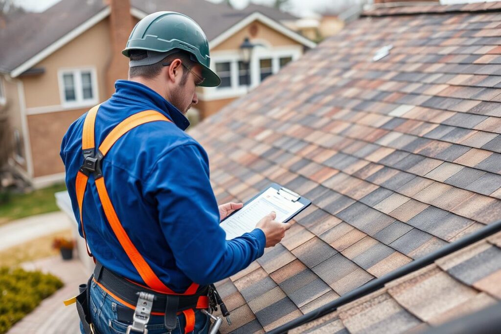 Roof inspection being performed in Chicago Roof inspection being performed in Chicago