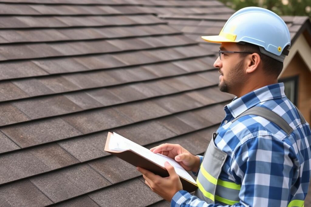 Roof inspection being performed on Chicago home Roof inspection being performed on Chicago home