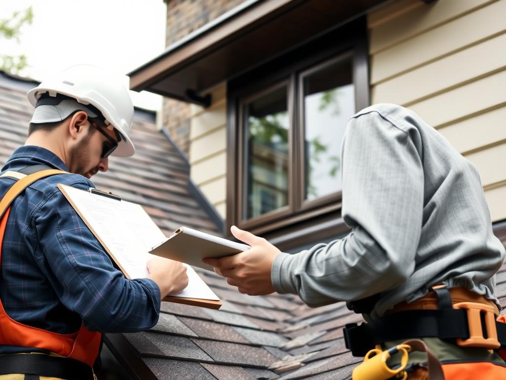 Roof inspection being performed on Chicago home Roof inspection being performed on Chicago home