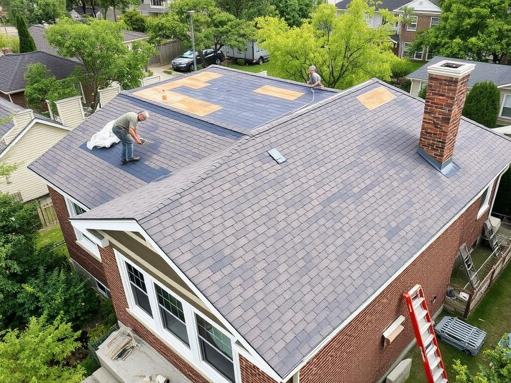 Roof installation in Chicago neighborhood Roof installation in Chicago neighborhood