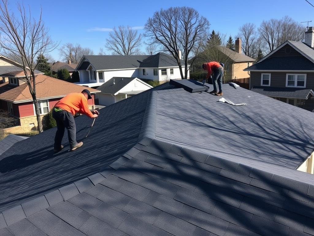 Roof installation in Chicago neighborhood Roof installation in Chicago neighborhood