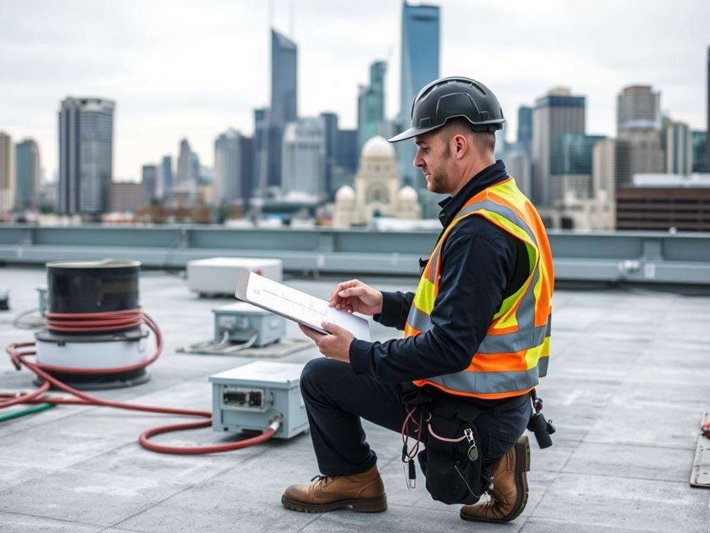 Roof maintenance inspection on Chicago commercial building Roof maintenance inspection on Chicago commercial building