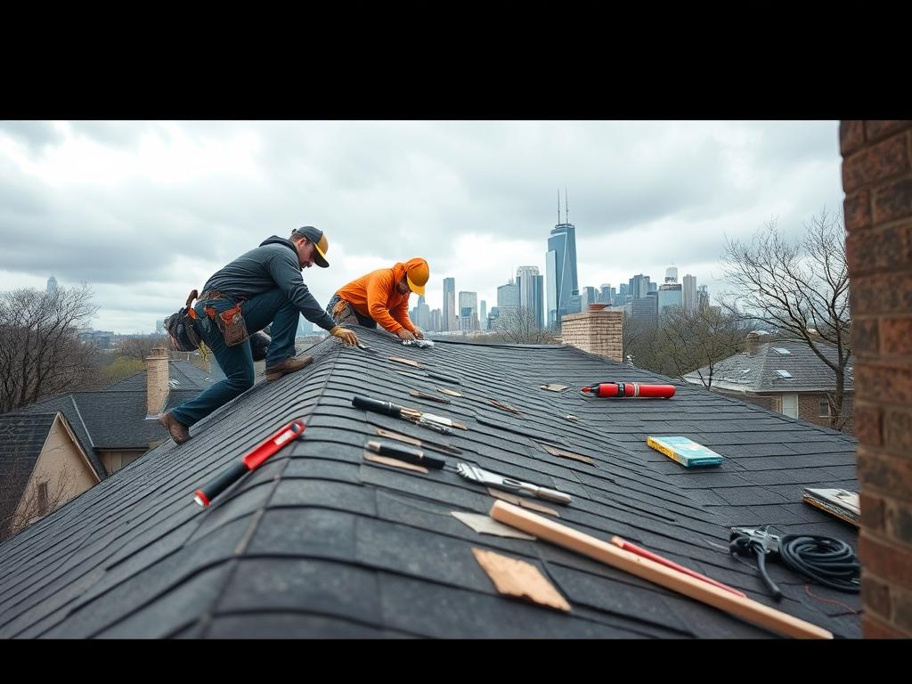 Roof repair service in Chicago fixing storm damage Roof repair service in Chicago fixing storm damage