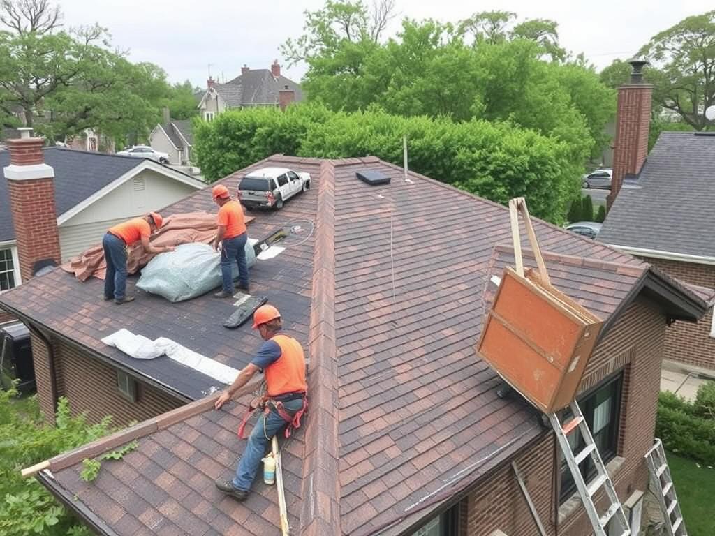 Roof replacement in Chicago neighborhood Roof replacement in Chicago neighborhood