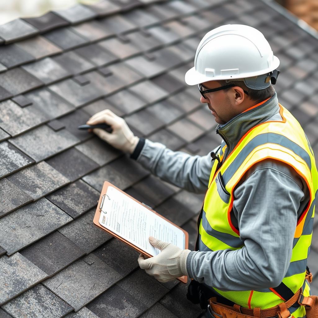 Roofing professional conducting a thorough roof inspection in Chicago Roofing professional conducting a thorough roof inspection in Chicago