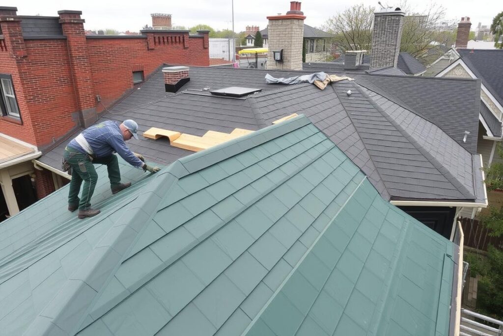 Roofing project in Wicker Park, Chicago Roofing project in Wicker Park, Chicago
