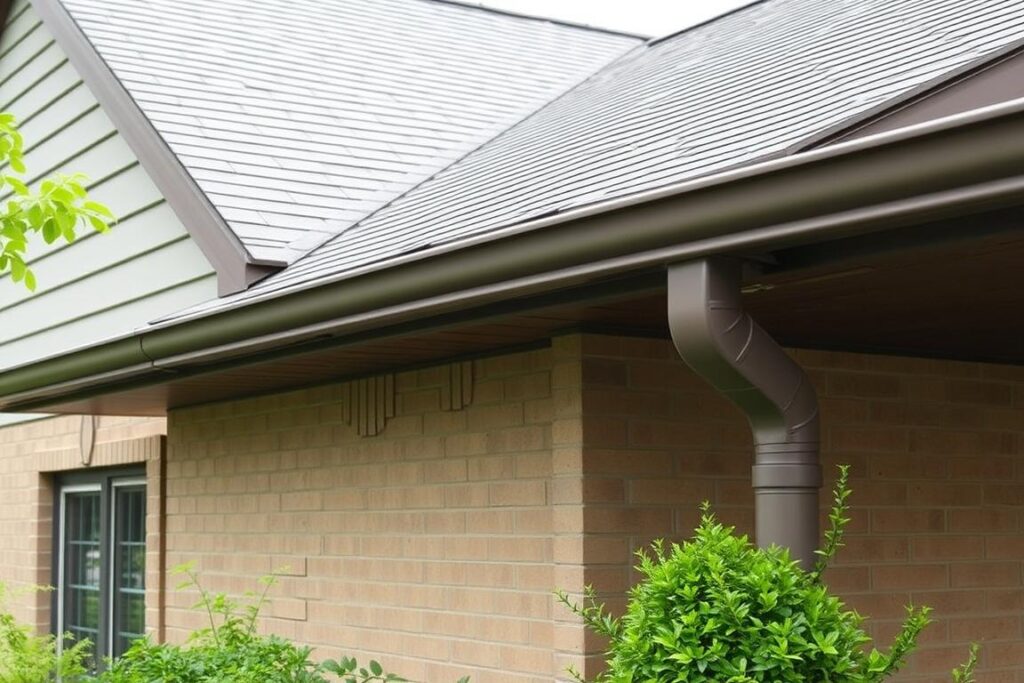 Seamless gutter installation on Chicago home with roof integration Seamless gutter installation on Chicago home with roof integration