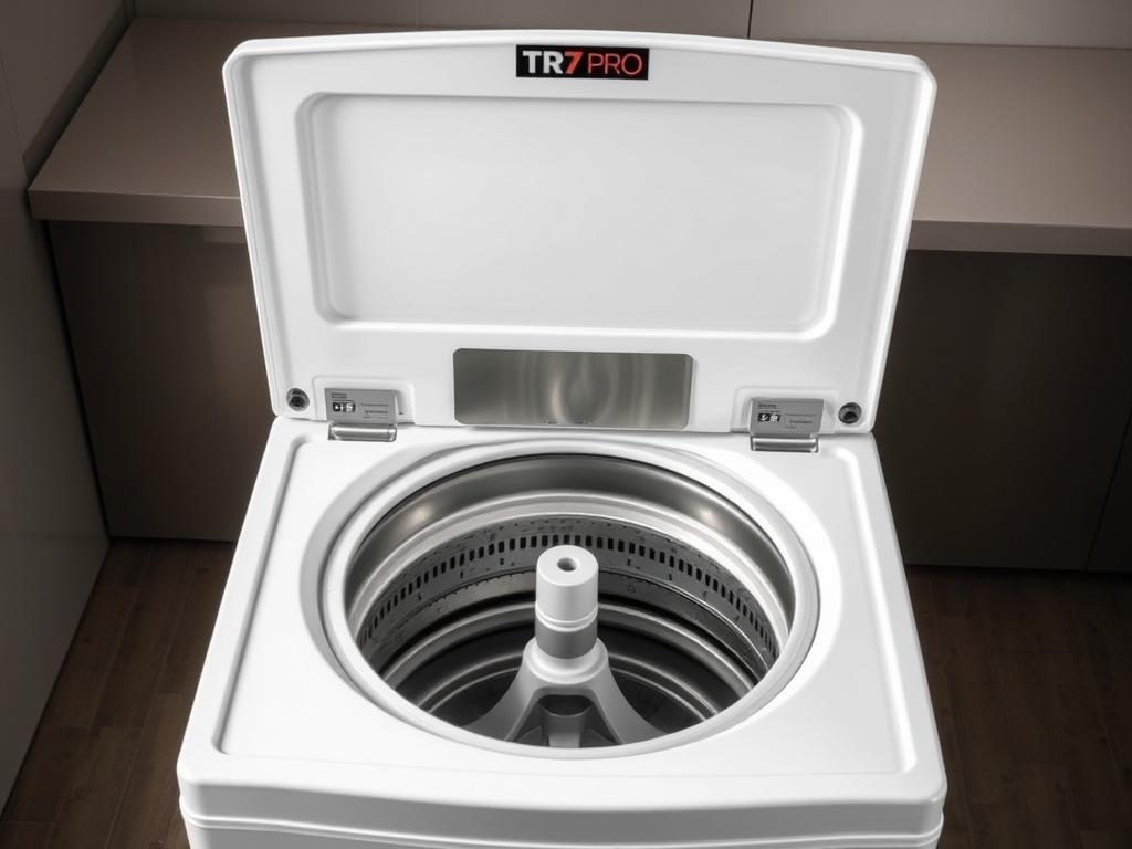 Speed Queen TR7 Pro top-loading washing machine with commercial-grade components visible Speed Queen TR7 Pro top-loading washing machine with commercial-grade components visible