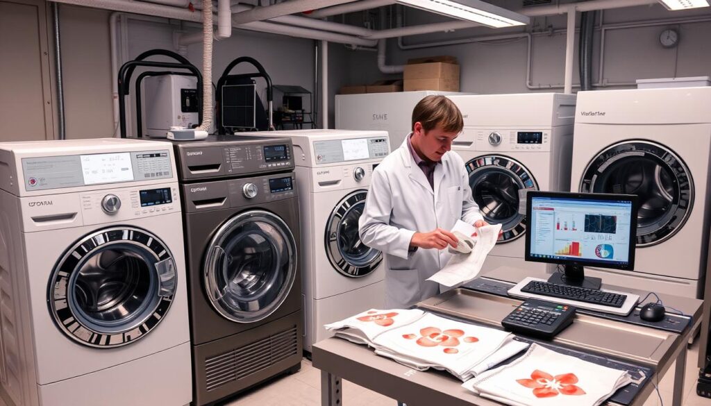 Testing laboratory with multiple washing machines undergoing performance evaluation for top 10 washing machines in 2025 Testing laboratory with multiple washing machines undergoing performance evaluation for top 10 washing machines in 2025