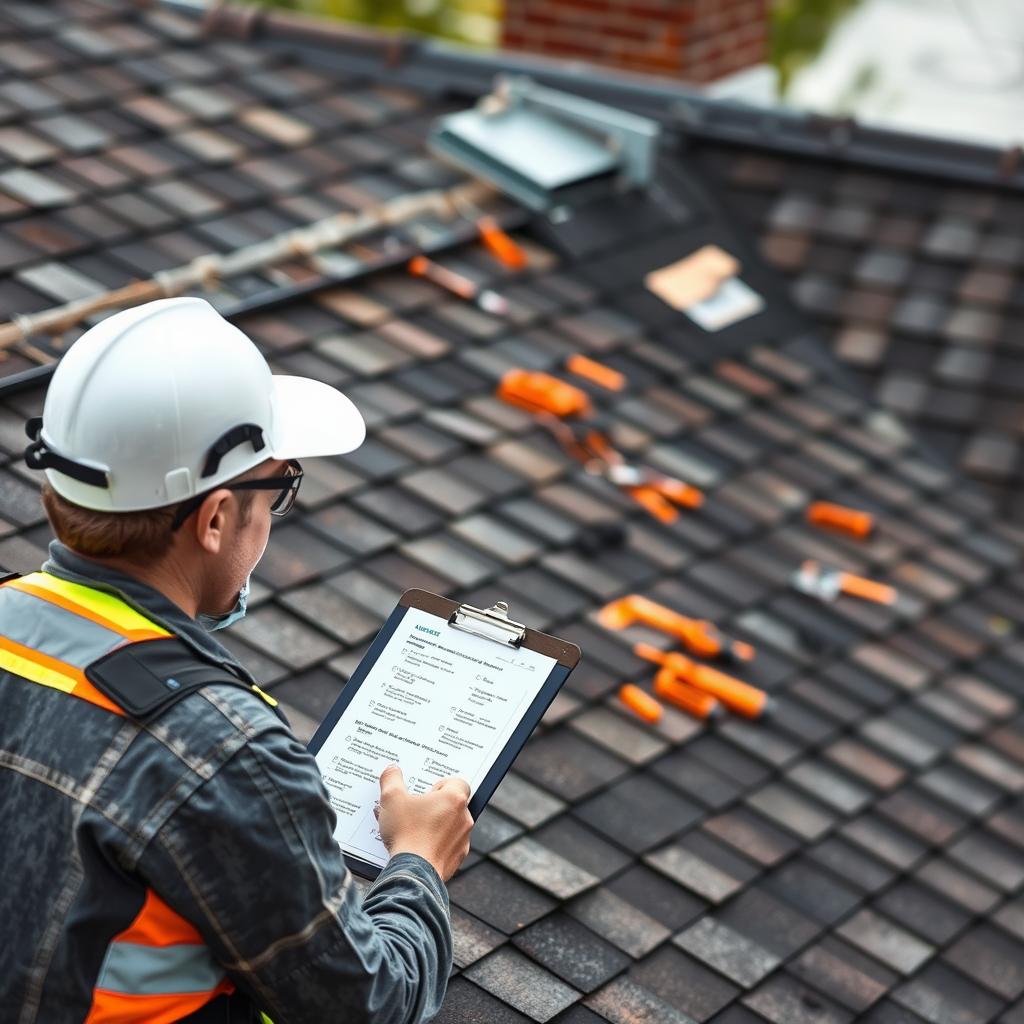 Thorough roof inspection being performed in Chicago Thorough roof inspection being performed in Chicago