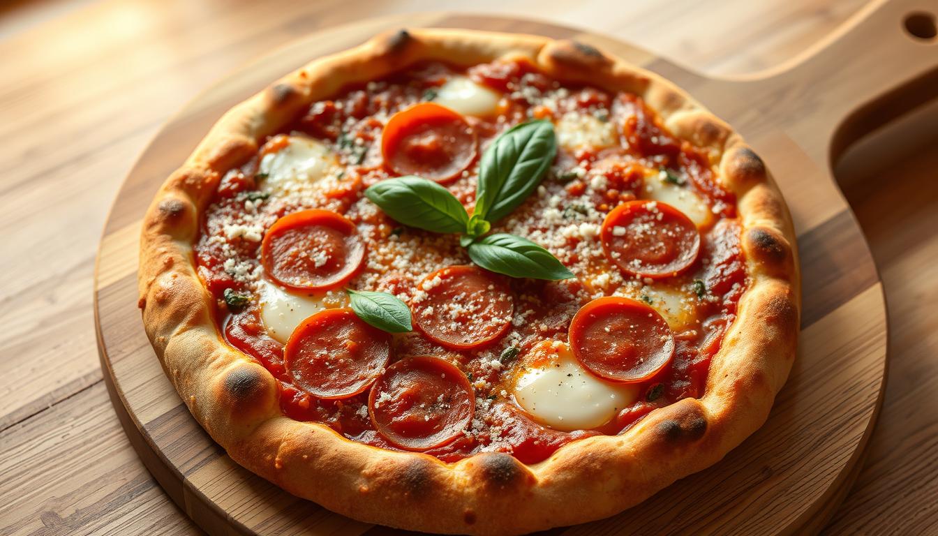 cooking pizza