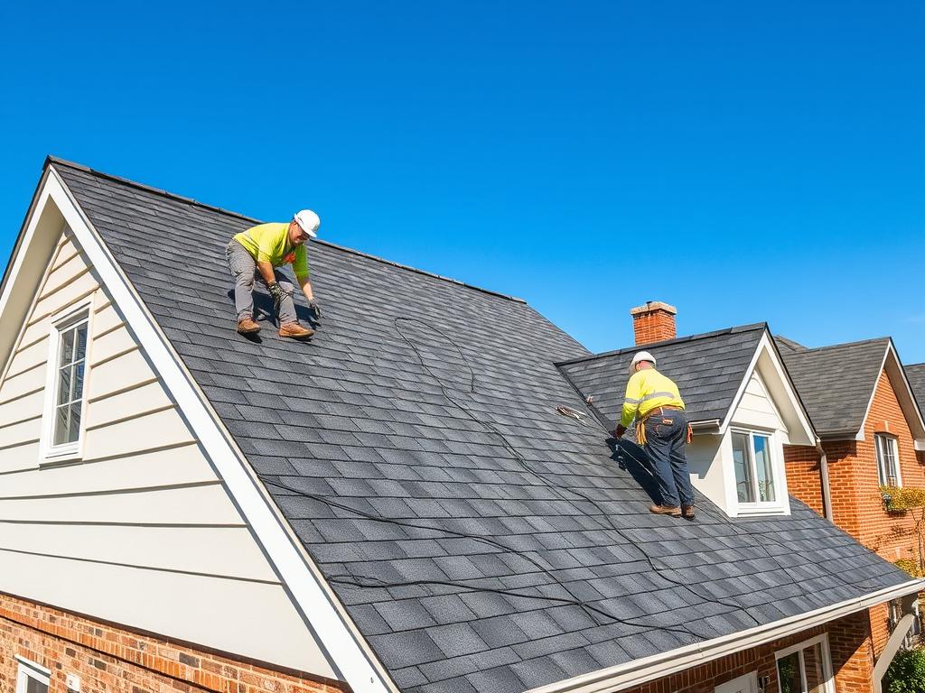 Asphalt shingle roof installation in Chicago neighborhood Asphalt shingle roof installation in Chicago neighborhood