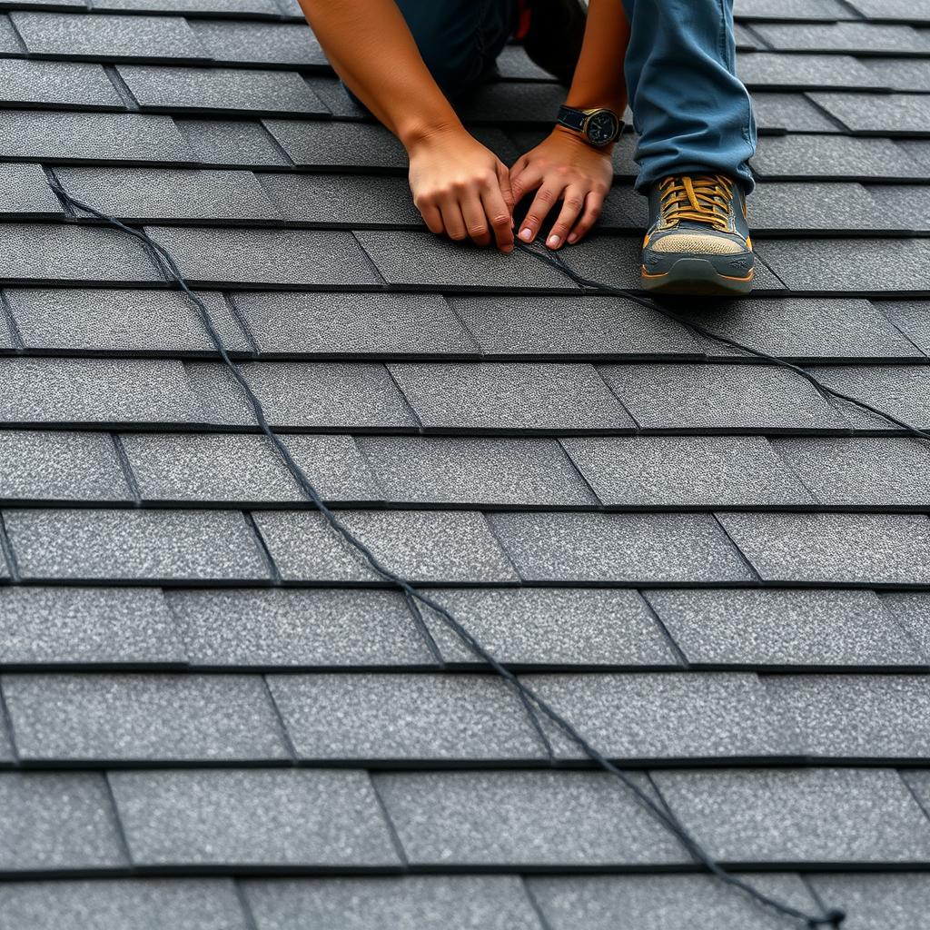 Asphalt shingle roofing in Chicago residential area Asphalt shingle roofing in Chicago residential area
