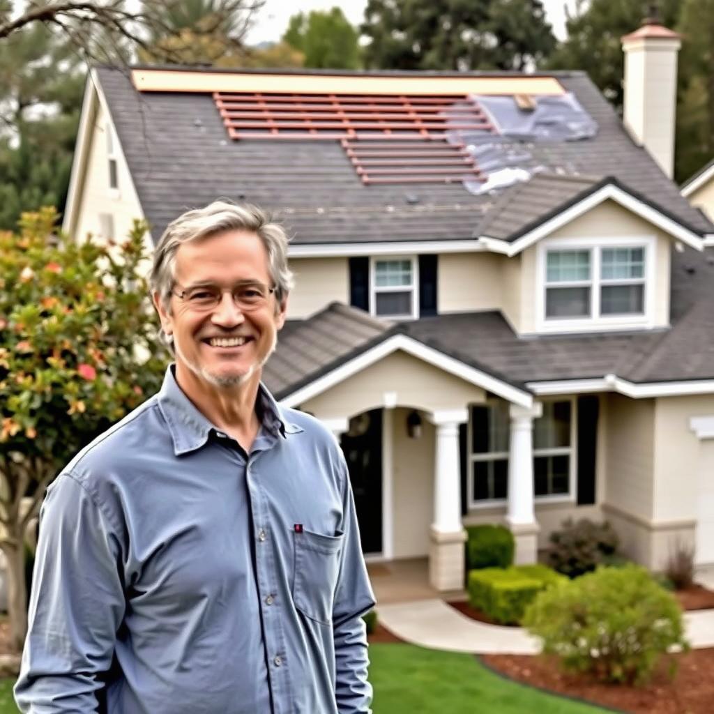 Completed roof installation on Sacramento home with satisfied homeowner